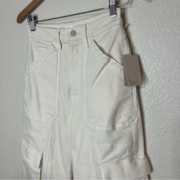 MOTHER The Curbside Cargo Flood Jeans in Egg Eggnog Cream NEW 26 - Picture 5 of 15